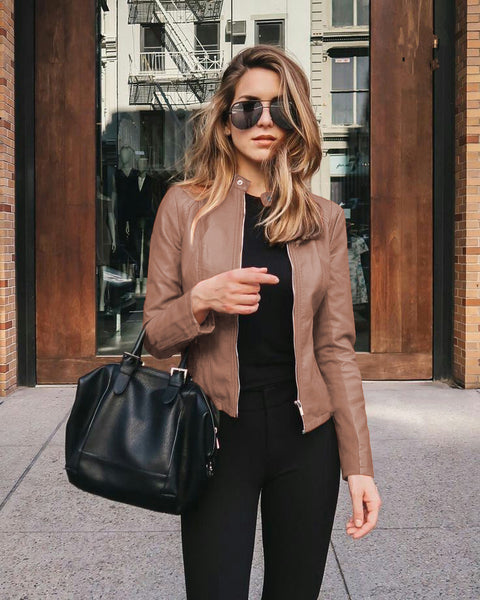Autumn and winter women's fashion leather PU suit jacket m301933