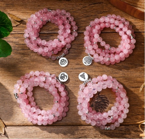 108 powder crystal bracelets, necklace lotus pendant bracelet Buddha bead necklace m3331299