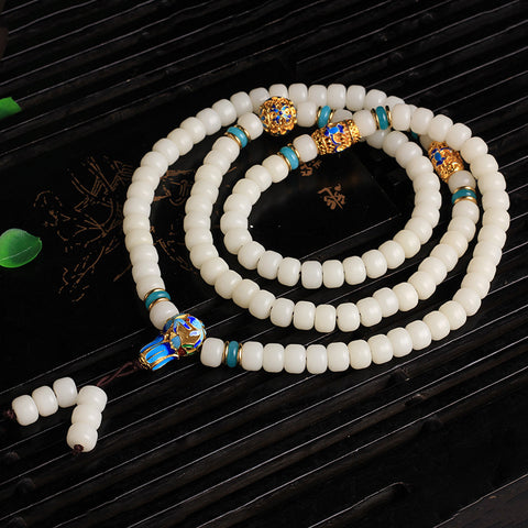 White Jade Bodhi Bracelet 108 Buddha Beads Beads, Jingtai Blue and White Natural Jade Bodhi Root Bracelet Ethnic Style Jewelry m3331300