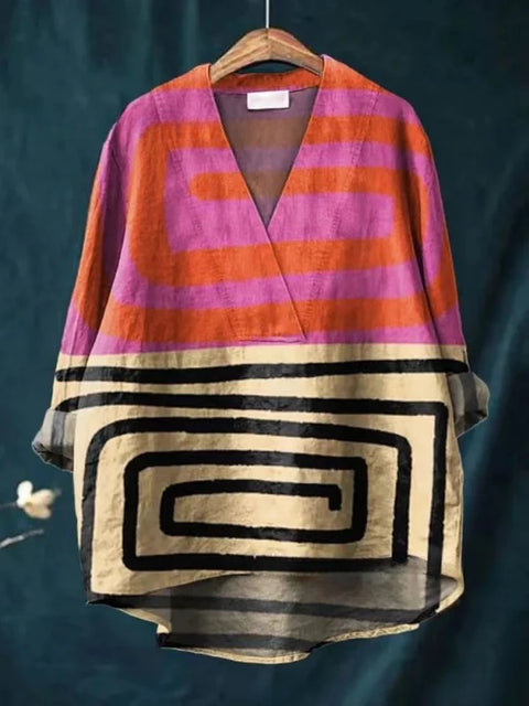 Loose printing crew neck casual large size women's T-shirt m301276