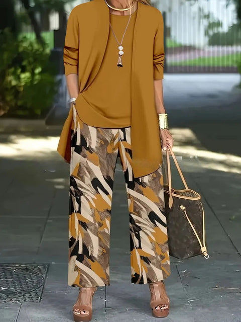 3D printed 3-piece cardigan + vest + trousers fashionable wear m302849