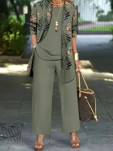 3D printed 3-piece cardigan + vest + trousers fashionable wear m302849