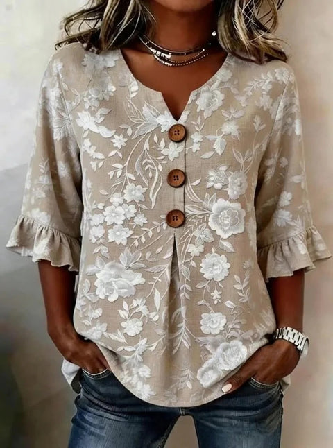 3D digital printing floral pattern women's long-sleeved buckle cardigan top m302703
