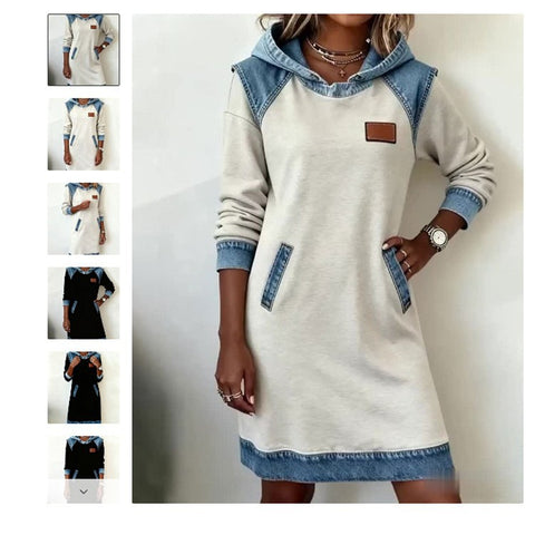Women's Casual Splicing Button Long Sleeve Sweater Dress FF303318