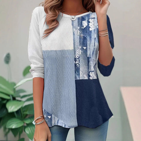 New high-end ethnic casual versatile long-sleeved crew neck T-shirt m301724