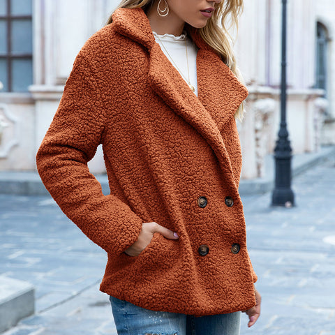 Autumn and winter new button-down fluffy jacket lapel loose fleece shirt m301827