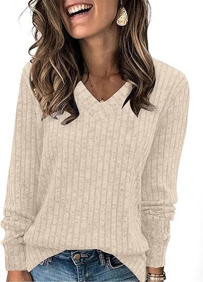 Women's long-sleeved V-neck pit strip polished knitted top T-shirt m302092