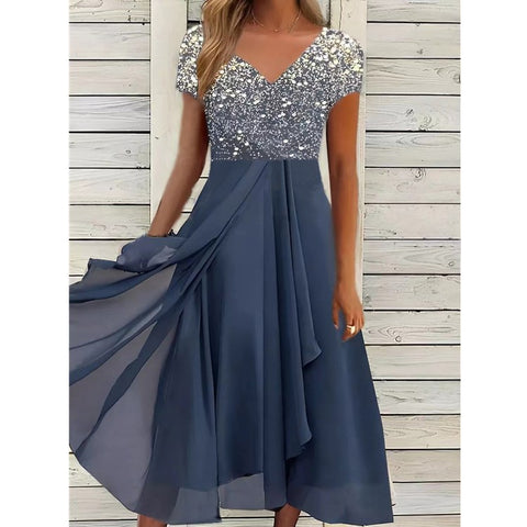 Chiffon patchwork women's dress m300039