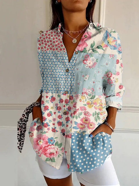 Summer trend long-sleeved shirt flower pattern printing 3D shirt m301226