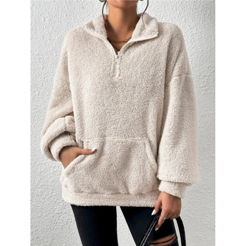 Autumn and winter European and American new products plush plush women's stand-up neck sweater casual top m301918