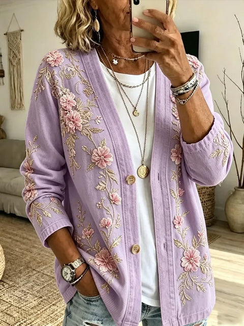 Women's New Flower Stems Printed Women's Fashion Windbreaker Top FF303283