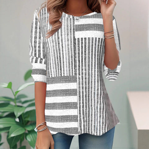 New high-end ethnic casual versatile long-sleeved crew neck T-shirt m301724