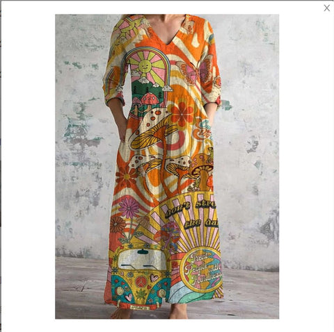 3D printing Amazon European and American summer casual loose long-sleeved dress m301729