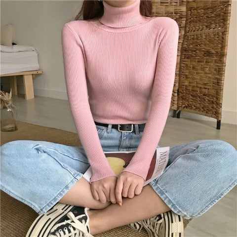 Slim-fit solid-color pullover top m302025