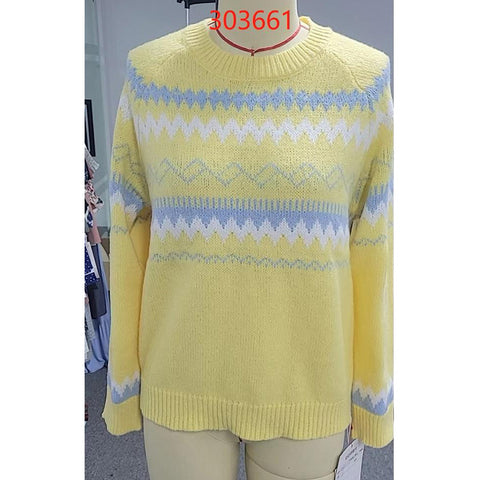 Large Size Women's Crew Neck Pullover Striped Sweater Knitted Sweater Long Sleeve Top Women's m301878