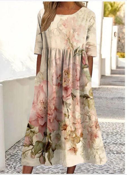 Fashion digital print big wide dress m302128