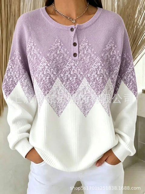 3D printed 4-button loose women's sweater FF303282