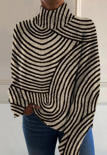 Christmas abstract print casual cape jacket cardigan m301686