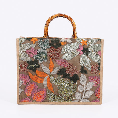 Sequin tote bag woven handbag women's sense of luxury m3331196