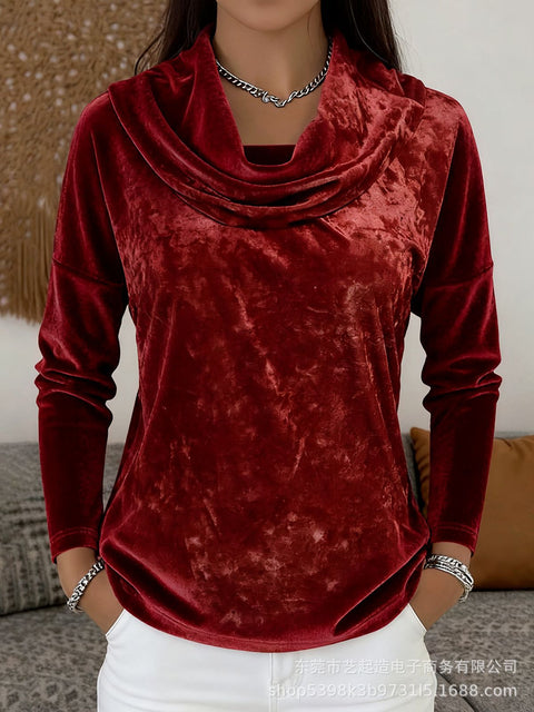 Solid color gold diamond fleece round neck long sleeve m302274