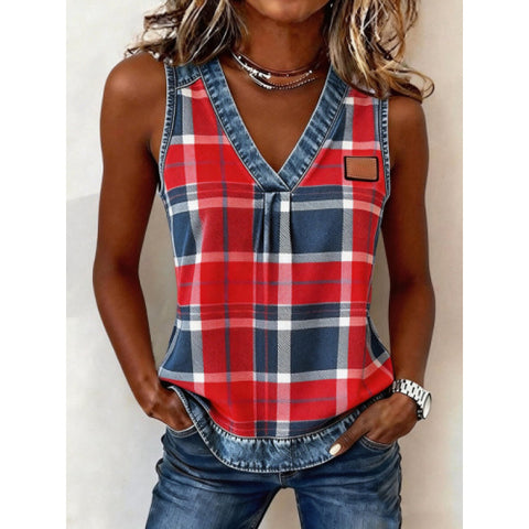 Casual plaid sleeveless vest small suspender m302807