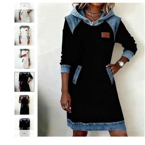 Women's Casual Splicing Button Long Sleeve Sweater Dress FF303318