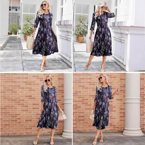 Autumn and winter dress solid color fashion big swing dress m302776