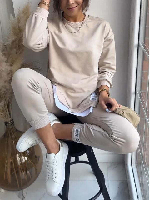 Splicing fake two-piece sweater sweatpants set m302319