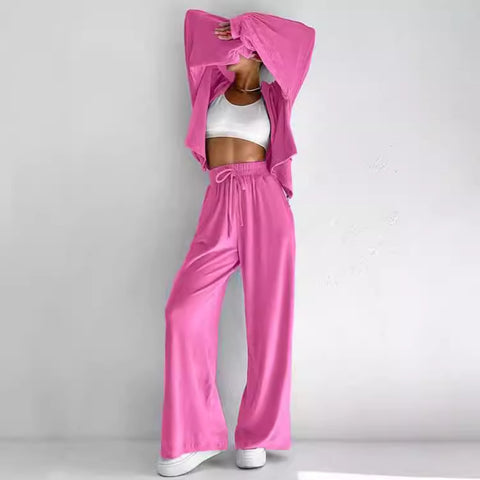 Golden Velvet Suit Fashion Zipper Long Sleeve Sports Wind Hooded Zipper Clothing Casual Suit m301810