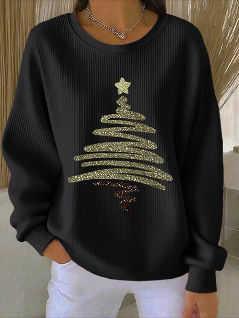 Christmas pattern, creative women's crew neck knitted sweater loose and versatile m302186