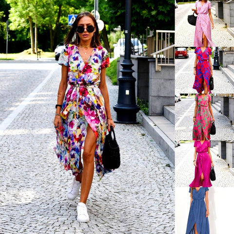 Summer V-neck split fork medium and long group m301945