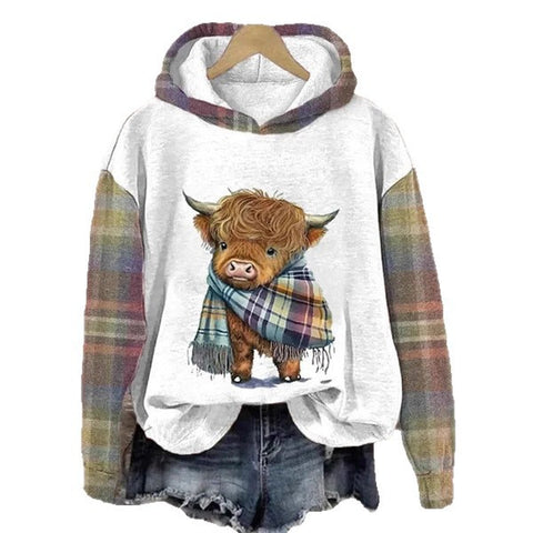 Printed Animal Pattern 3D Digital Printed Women's Hooded Long Sleeve Sweater FF303360