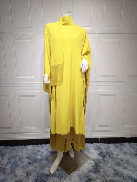 Ladies Bat Sleeve Tassel High Fashion Dress Party Dress m301183