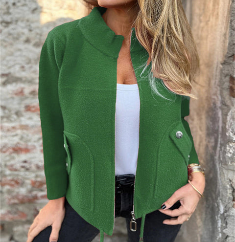 Women's casual woolen lapel tether false pocket blazer m302097