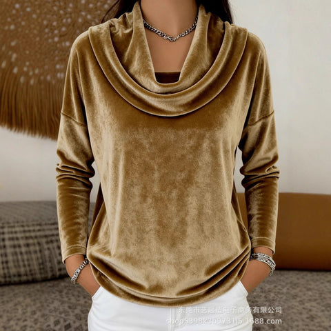Solid color gold diamond fleece round neck long sleeve m302274
