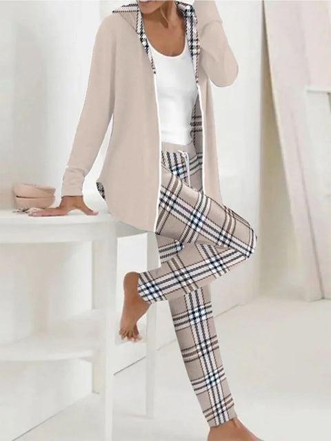 Hooded cardigan top trousers two-piece set m302266