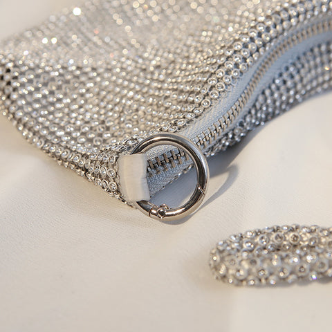 Knotted rhinestone full diamond dinner bag handmade diamond armpit bag m3331049