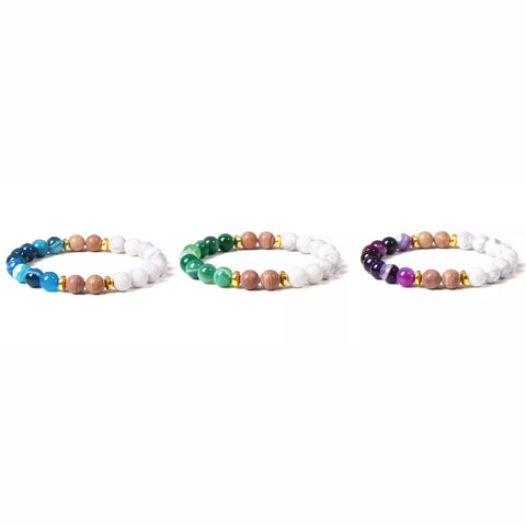 Natural stone white pine gold slice bracelet bracelet m3331273