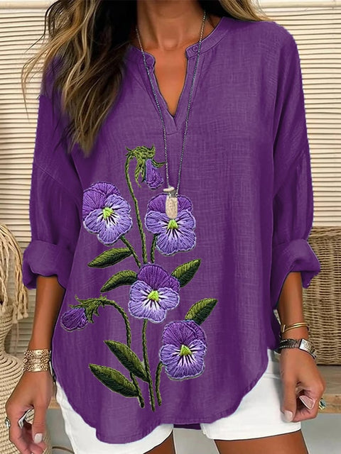 Floral 3D digital printing women's fashion crew neck loose shirt top m301357