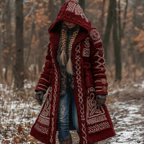 Cardigan long imitation knitted lazy wind hooded long cardigan sweater autumn and winter women's clothing m302125