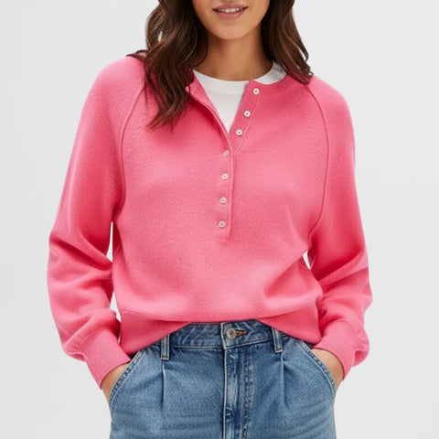 Autumn and winter women's casual crew neck sweater henry shirt button-up knitted pullover m302089