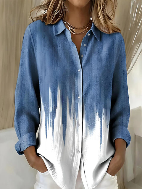 Long Sleeve Button Shirt Plaid Printed Women's Button Shirt FF303365
