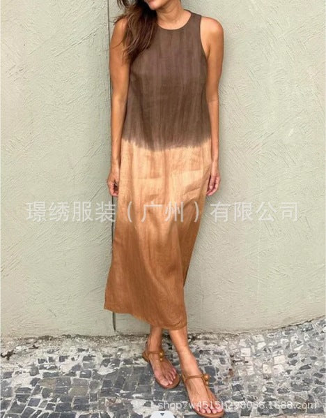 Women's dress AliExpress loose sleeveless printed vest long dress dress m302053