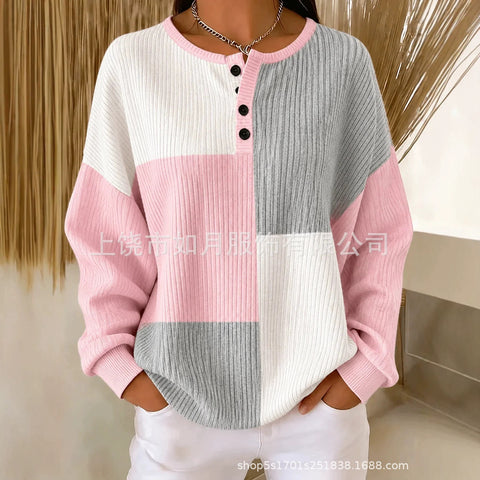 3D printed 4-button loose women's sweater FF303282