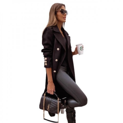 Spring double-breasted medium and long woolen casual jacket m301949