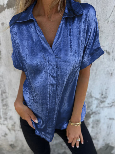 Casual loose bronzing short-sleeved lapel shirt women's m302795