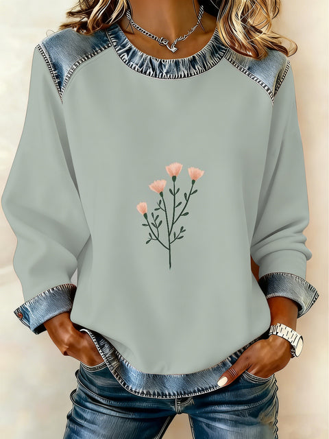 Women's printed women's crew neck sweater m302298