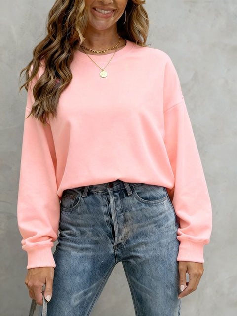 Top Women's Casual Loose Large Size Crew Neck Pullover Sweater Women's FF303319