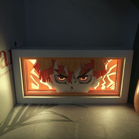 Demon Slayer Agatsuma Zenitsu Paper Carving Lamp Photo Frame