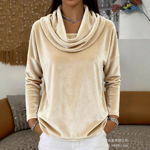Solid color gold diamond fleece round neck long sleeve m302274